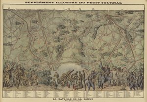 Panoramiczny widok na pole bitwy nad Sommą, Francja, I wojna światowa autorstwa Louis Charles (after) Bombled