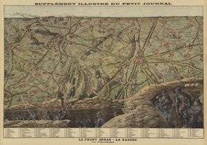 Panoramiczny widok na sektor frontu zachodniego między Arras i La Bassee, Francja, I wojna światowa autorstwa Louis Charles (after) Bombled