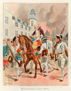 Zbombardowany Ludwik (1862 - 1927); Generał Louis Joseph (Louis-Joseph) z Montcalm (1712-1759) ranny wrócił do Quebecu po bitwie na równinach Abrahama 13 września autorstwa Louis Charles Bombled