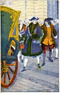 Damiens czekający na życie Ludwika XV autorstwa Louis Charles Bombled