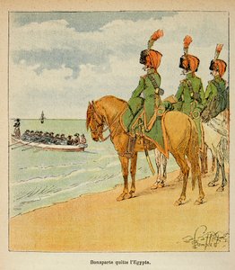 Ilustracja Bombled Louis (1862-1927) z książki „Memoriał św. Heleny” hrabiego Emmanuela de Las Cases (1766-1842): Bonaparte opuścił Egipt 23 sierpnia 1799, zbiory prywatne autorstwa Louis Charles Bombled