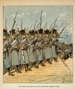 Ilustracja Bombled Louis (1862-1927) z książki „Memoriał św. Heleny” hrabiego Emmanuela de Las Cases (1766-1842): Francuzi podczas bitwy pod Lutzen w 1813 r., zbiory prywatne autorstwa Louis Charles Bombled