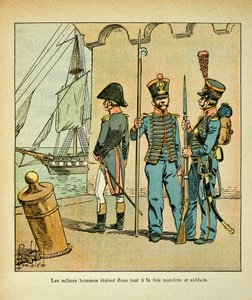 Ilustracja Bombled Louis (1862-1927) z książki „Memoriał św. Heleny” hrabiego Emmanuela de Las Cases (1766-1842): francuski marynarz i żołnierz, kolekcja prywatna autorstwa Louis Charles Bombled