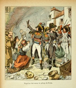 Ilustracja Bombled Louis (1862-1927) z książki „Memoriał św. Heleny” hrabiego Emmanuela de Las Cases (1766-1842): Bonaparte zaprzestaje grabieży Rzymu, kolekcja prywatna autorstwa Louis Charles Bombled