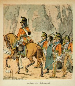 Ilustracja zbombardowanego Louisa (1862-1927) z książki „Memoriał św. Heleny” hrabiego Emmanuela de Las Cases (1766-1842): Las Cases arete na zlecenie Hudsona Lowe