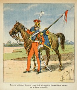 Ilustracja zbombardowanego Louisa (1862-1927) z książki „Memoriał św. Heleny” hrabiego Emmanuela de Las Cases (1766-1842): Portret holenderskiego ułana (czerwony ułanów z 2. pułku lekkich koni Gwardia Cesarska), kolekcja prywatna autorstwa Louis Charles Bombled