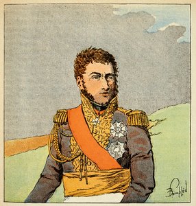 Ilustracja zbombardowanego Louisa (1862-1927) z książki „Memoriał św. Heleny” hrabiego Emmanuela de Las Cases (1766-1842): Portret marszałka Louisa Gabriela Sucheta (1770-1826), księcia Albufery, kolekcja prywatna autorstwa Louis Charles Bombled