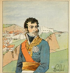 Ilustracja zbombardowanego Louisa (1862-1927) z książki „Memoriał św. Heleny” hrabiego Emmanuela de Las Cases (1766-1842): Portret marszałka Auguste Frederic Louis (Auguste-Frederic-Louis) autorstwa Viesse de Marmont ( 1774-1852), książę Raguse, Pr autorstwa Louis Charles Bombled