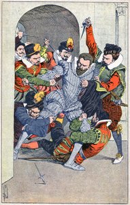 Morderstwo Henryka I, księcia Guise, w Blois w 1588 roku. autorstwa Louis Charles Bombled