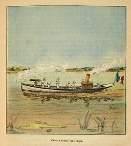 Wojna na Madagaskarze-Anegdotyczna historia francuskich ekspedycji 1885-1895 Henri Galli dit Galllichet (1854-1922), ilustracja Louis Bombled (1862-1927): francuska Canonniere nad rzeką Ikopa na Madagaskarze w 1895, zbiory prywatne autorstwa Louis Charles Bombled