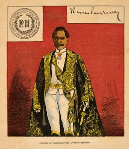 Wojna na Madagaskarze – anegdotyczna historia francuskich ekspedycji 1885-1895 Henri Galli dit Galllichet (1854-1922), ilustracja Louis Bombled (1862-1927): Portret premiera Rainilaiarivony (1828-1896), kolekcja prywatna autorstwa Louis Charles Bombled