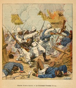 The War in Madagascar-Anecdotal History of the French Expeditions of 1885-1895 autorstwa Henri Galli dit Galllichet (1854-1922), ilustrowana przez Louis Bombled (1862-1927): Rany porucznika Forestona podczas walk pod Ambolomonty w 1895 r., kolekcja prywatn autorstwa Louis Charles Bombled