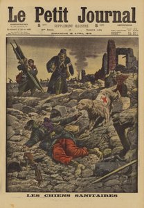 Wykorzystywanie psów ratowniczych do poszukiwania rannych, Francja, I wojna światowa, 1915 autorstwa Louis Charles Bombled
