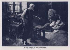 Delfin, syn króla Francji Ludwika XVI, wysłany do życia z szewcem Antoine Simon z rozkazu Komitetu Bezpieczeństwa Publicznego, Rewolucja Francuska autorstwa Louis Charles Spriet