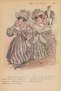 Francuska moda: 1831, Louis-Philippe (kolorowa litografia) autorstwa Louis Colas
