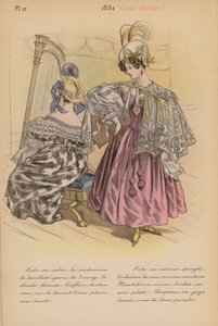 Francuska moda: 1832, Louis-Philippe (kolorowa litografia)