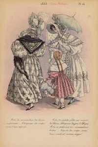 Moda francuska: 1833, Louis-Philippe (kolorowa litografia) autorstwa Louis Colas