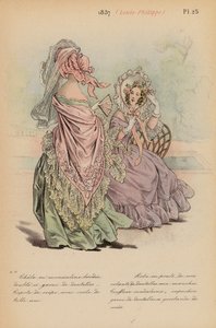 Moda francuska: 1837, Louis-Philippe (kolorowa litografia) autorstwa Louis Colas