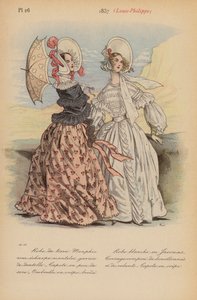 Moda francuska: 1837, Louis-Philippe (kolorowa litografia) autorstwa Louis Colas