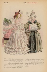 Moda francuska: 1838, Louis-Philippe (kolorowa litografia) autorstwa Louis Colas