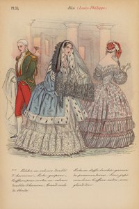 Francuska moda: 1840, Louis-Philippe (kolorowa litografia) autorstwa Louis Colas
