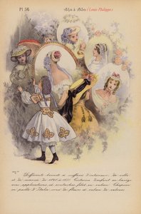 Moda francuska: 1840-1850, Louis-Philippe (kolorowa litografia) autorstwa Louis Colas