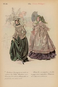 Francuska moda: 1841, Louis-Philippe (kolorowa litografia) autorstwa Louis Colas