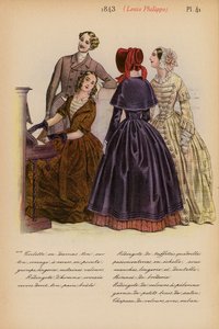 Francuska moda: 1843, Louis-Philippe (kolorowa litografia) autorstwa Louis Colas
