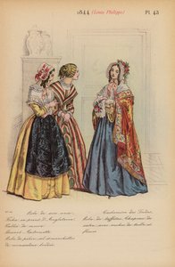 Moda francuska: 1844, Louis-Philippe (kolorowa litografia) autorstwa Louis Colas