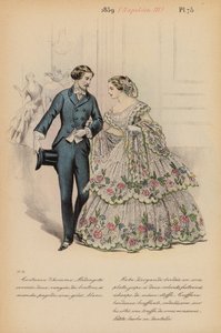 Moda francuska: 1859, Napoleon III (kolorowa litografia)