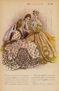 Moda francuska: 1862, Napoleon III (kolorowa litografia)