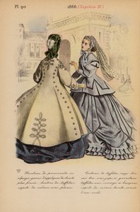 Moda francuska: 1866, Napoleon III (kolorowa litografia)