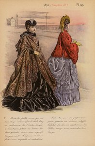 Moda francuska: 1870, Napoleon III (kolorowa litografia)