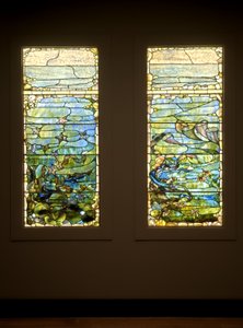 Okno z rozgwiazdą („Wiosna”) i Okno z anemonem („Lato”), ok. 1885-1895 (szkło, ołów, żelazo i drewniana rama (oryginalna)) autorstwa Louis Comfort Tiffany