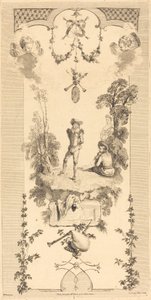 Pasterz tańczący przy dźwiękach fletu autorstwa Louis Crépy after Antoine Watteau