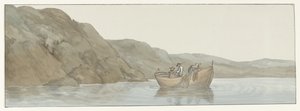 Gezicht op Kaap Paceco w Calabrië nabij de stad Scilla Widok na Cape Paceco w Kalabrii w pobliżu Scilla (tytuł na obiekcie) Podróże po Włoszech, Sycylii i Malcie - 1778 (tytuł serii) autorstwa Louis Ducros