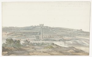Widok na Pałac Wielkiego Mistrza Vedala, znajdujący się w Boschetto na Malcie Vue de Boschetto, maison de plaisance du Grand-Maître, à 2 lieus de la ville de Malthe (tytuł obiektu) Voyage en Italy i Sicile et à Malte - 1778 (tytuł serii) autorstwa Louis Ducros