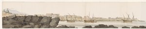 Widok na port w Katanii Vue du Port de Catane (tytuł na obiekcie) Voyage en Italy i Sicile et à Malte - 1778 (tytuł serii) autorstwa Louis Ducros