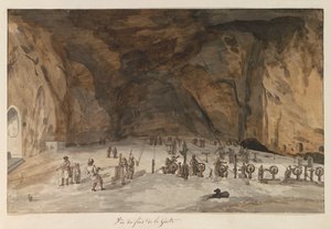 Wnętrze furgonetki Santa Maria Capella Widok z dołu Groty (tytuł na obiekcie) Podróże po Włoszech, Sycylii i Malcie - 1778 (tytuł serii) autorstwa Louis Ducros