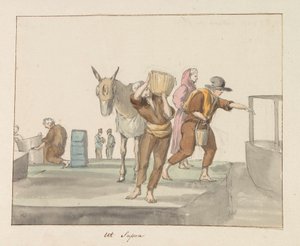Tradycyjne stroje wyspy Gozo Costume de Ghozo (tytuł na obiekcie) Voyage en Italy i Sicile et à Malte - 1778 (tytuł serii) autorstwa Louis Ducros