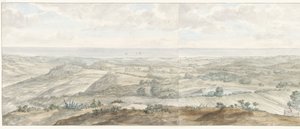 Panorama vanaf Collis Minervalis Widok ogólny ze szczytu Collis Minervalis (tytuł na obiekcie) Podróże po Włoszech, Sycylii i Malcie - 1778 (tytuł serii) autorstwa Louis Ducros