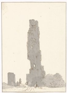 Ruïne van toren langs de grote weg tussen Terracina en Fondi Torre delle sette facciate na głównej drodze między Terracina i Fondi (tytuł na obiekcie) Podróże po Włoszech, Sycylii i Malcie - 1778 (tytuł serii)