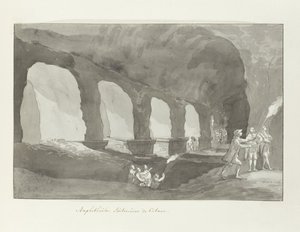 Underground van het amfiteatr van Catanië Amfiteatr Katanii (tytuł na obiekcie) Podróże po Włoszech, Sycylii i Malcie - 1778 (tytuł serii) autorstwa Louis Ducros