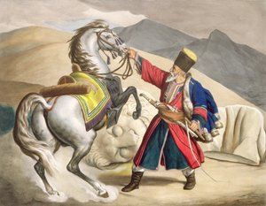 Tatar z koniem, wyryte przez braci Thierry, 1825 r. autorstwa Louis Dupré