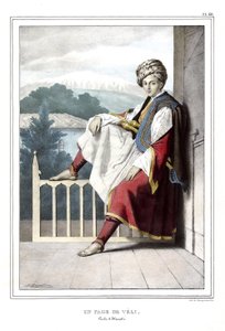 Strona Veli, pasha deThessalie. w „Podróż do Aten i Konstantynopola”, czyli zbiór portretów, widoków i kostiumów greckich i osmańskich, malowanych na miejscach przyrody, litografii i kolorystyki autorstwa Louisa Dupre (1789-1837), ucznia Dawida.1825. autorstwa Louis Dupré