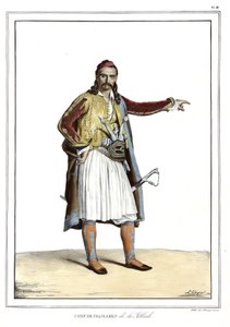 Szef kuchni Palikares de la Scllade, w „Podróży do Ateny i Konstantynopola”, czyli kolekcji portretów greckich i osmańskich, widoków i kostiumów, malowanych na miejscach po naturze, litografii i kolorystyki autorstwa Louisa Dupre (1789-1837), ucznia Dawida autorstwa Louis Dupré