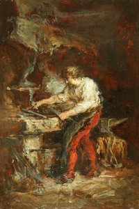 Kuźnia (olej na desce) autorstwa Louis Eugene Gabriel Isabey