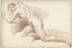 Akt męski, klęczący, twarzą w lewo autorstwa Louis Fabritius Dubourg