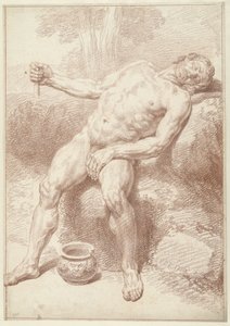 Akt męski, siedzący, leżący autorstwa Louis Fabritius Dubourg