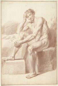 Akt męski, siedzący ze zgiętymi kolanami autorstwa Louis Fabritius Dubourg